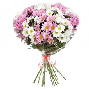 Букет из белых и розовых хризантем - купить с доставкой в по Воркуте